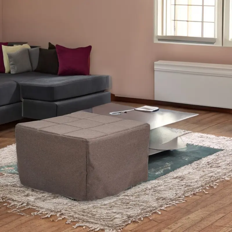 Pouf letto singolo pieghevole Vega tessuto colore tortora