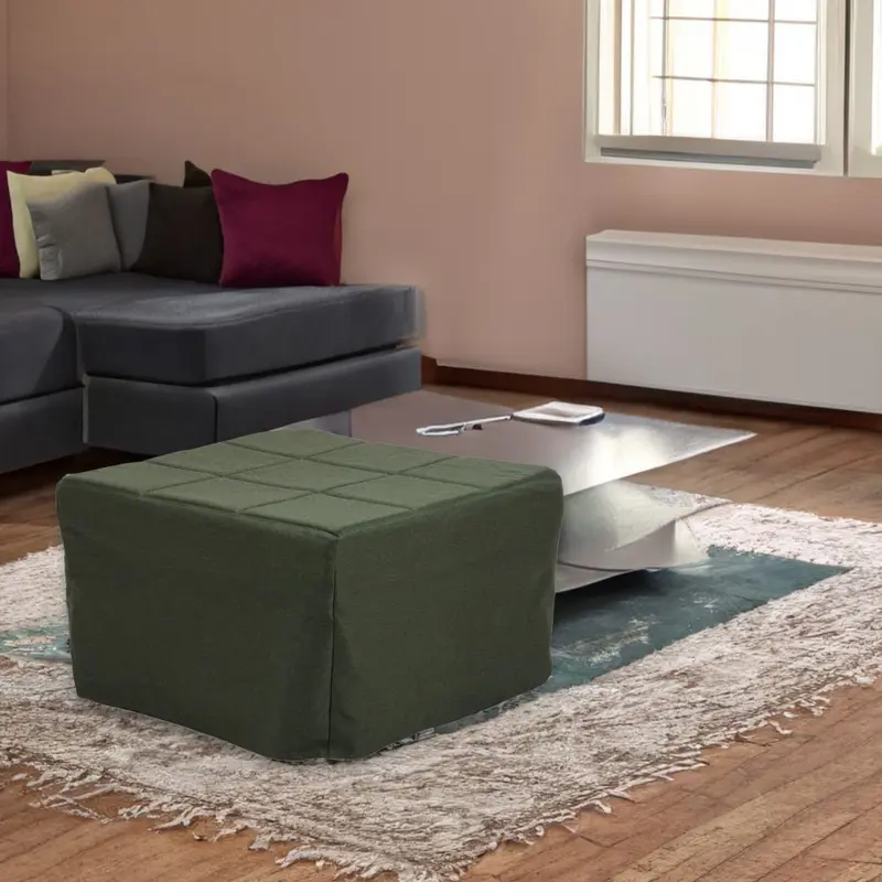Pouf letto singolo pieghevole Vega tessuto colore verde scuro