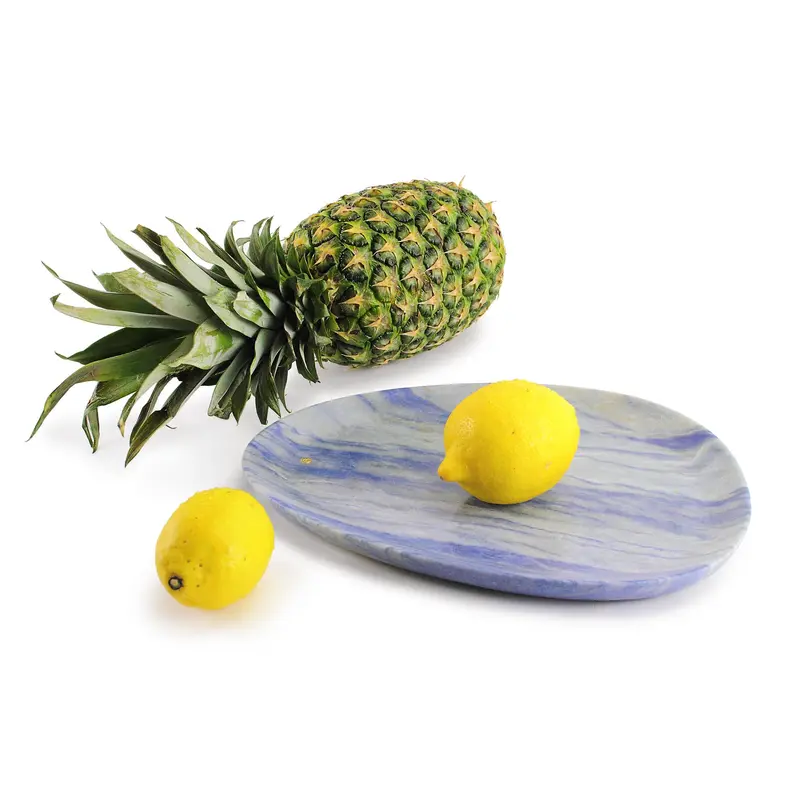 Presentation plate in semi-precious quartzite Azul Macaubas