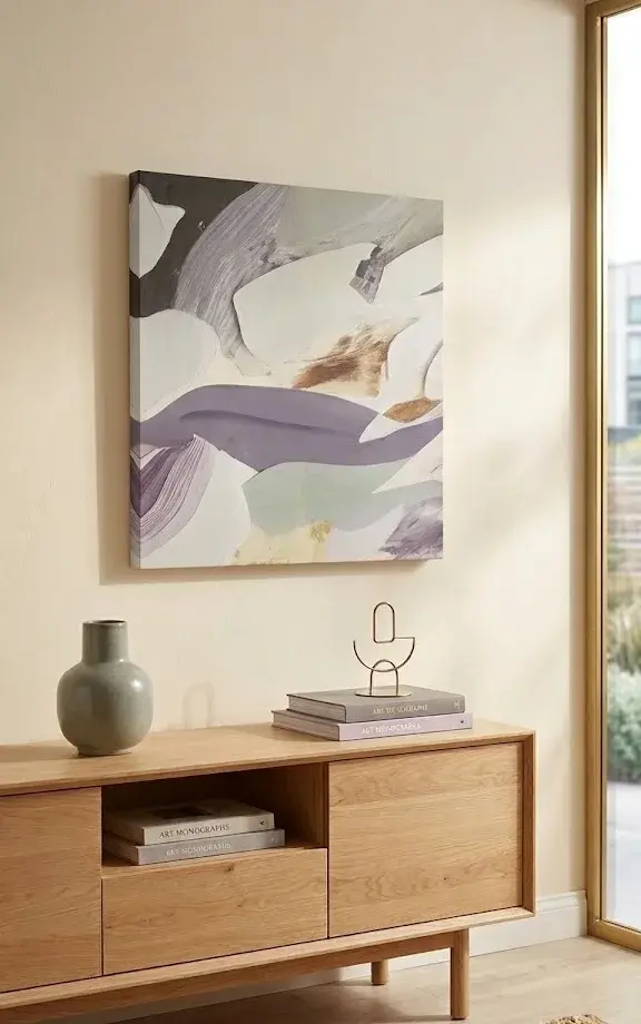 Quadro astratto lilla e grigio 40x50 cm - Arte moderna