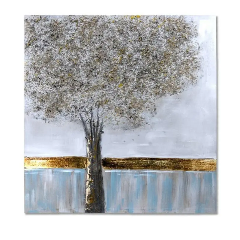 Quadro dipinto albero dorato 100x100