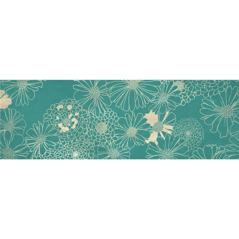 Quadro dipinto con fiori acquamarina 40X120