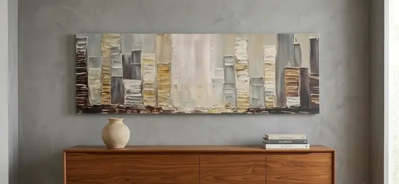 Quadro moderno skyline astratto - 90x30 cm