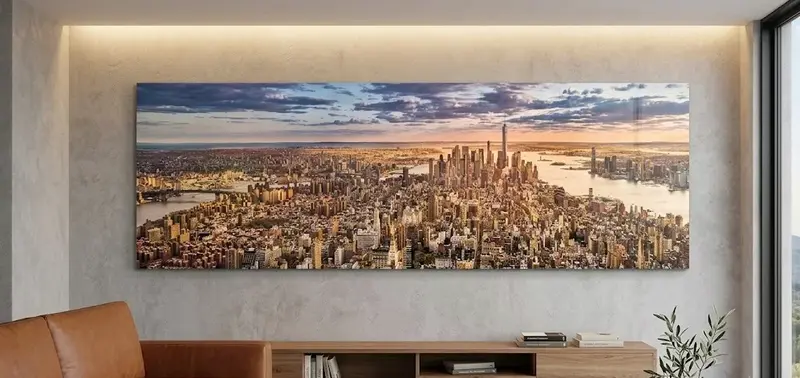 Quadro moderno skyline Manhattan vista aerea - 120x40 cm