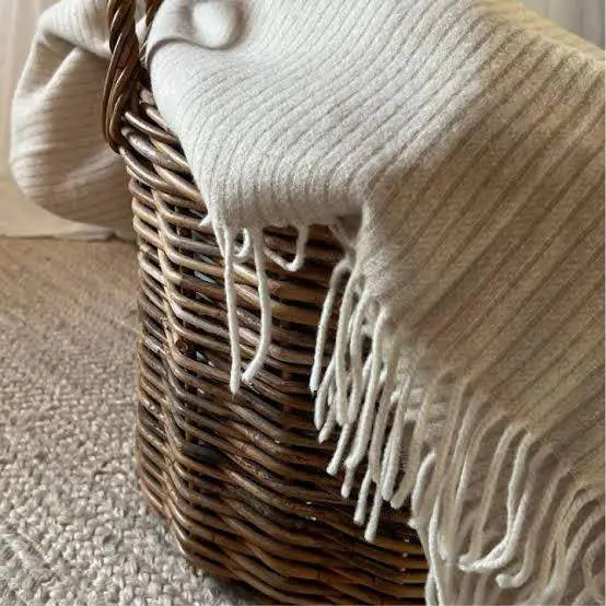 Recycled Wool and Cashmere Throw | Beige