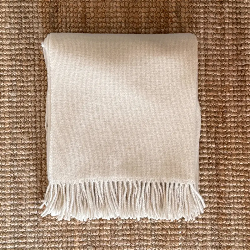 Recycled Wool and Cashmere Throw | Cream