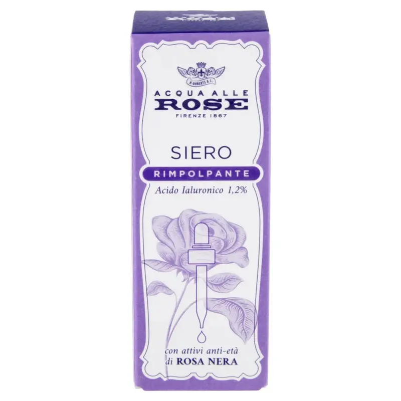 ROBERTS ACQUA ALLE ROSE SIERO RIMPOLPANTE VISO 30ML ACIDO IALURONICO 1,2% CON ATTIVI ANTI-ETA' DI ROSA NERA