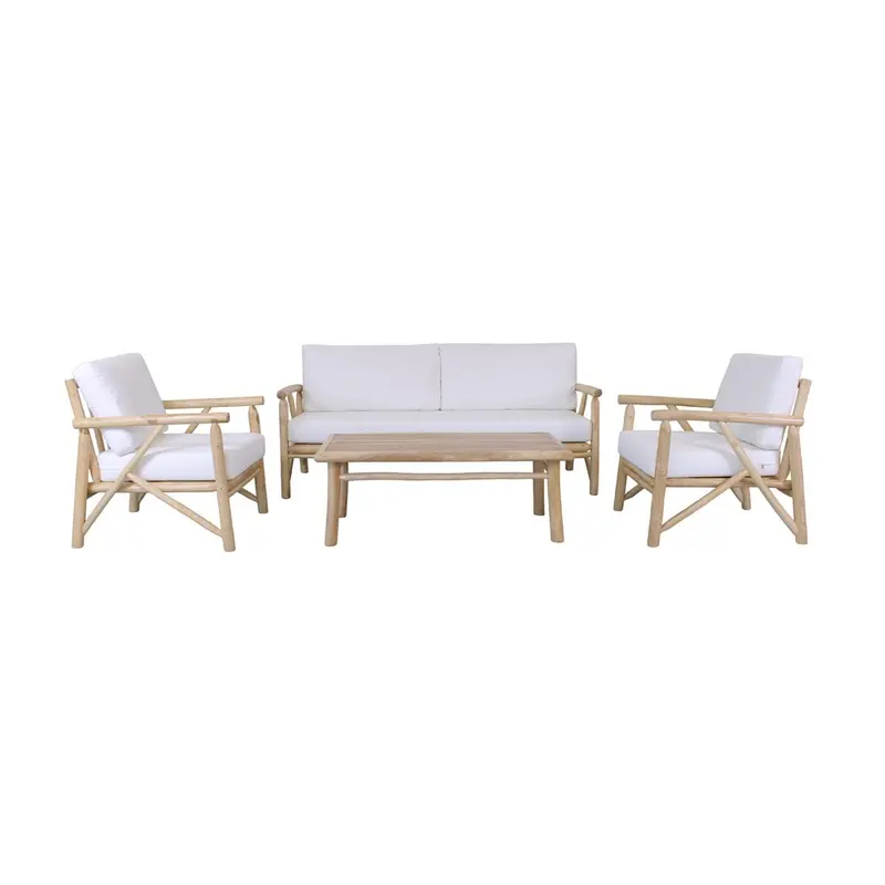 SALOTTO VERSILIA IN LEGNO DI TEAK NATURALE CON CUSCINI COMPOSTO DA 2 POLTRONE, 1