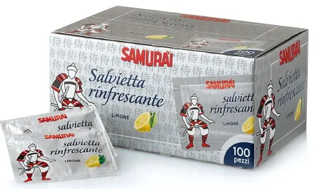 SAMURAI SALVIETTA RINFRESCANTE LIMONE 100PZ IMBUSTATE SINGOLARMENTE