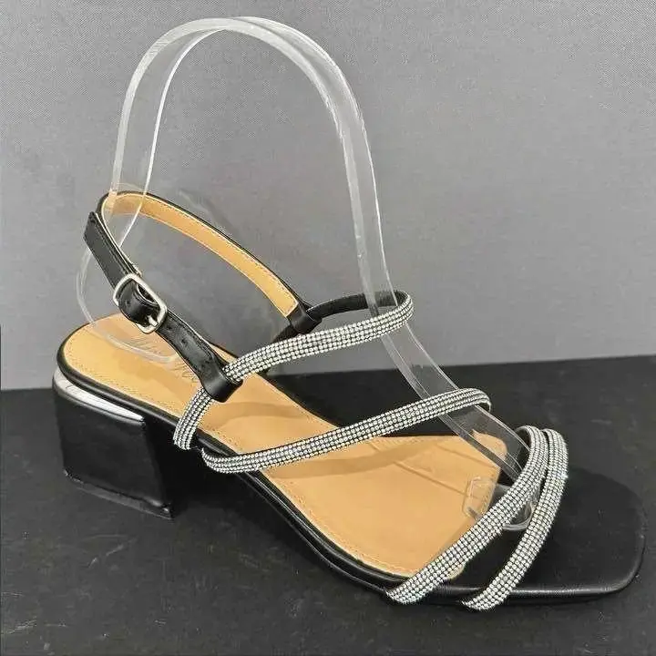 Sandali con Tacco Spesso e Strass