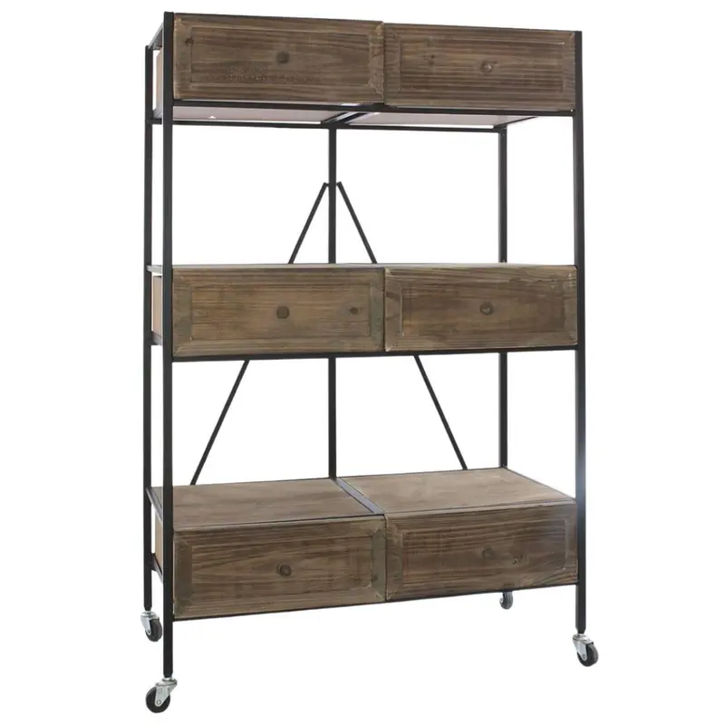 Scaffale in ferro e legno con ruote 74X37H112