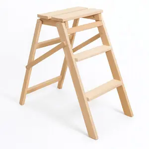SCALETTO PIEGHEVOLE IN LEGNO NATURALE 3 GRADINI