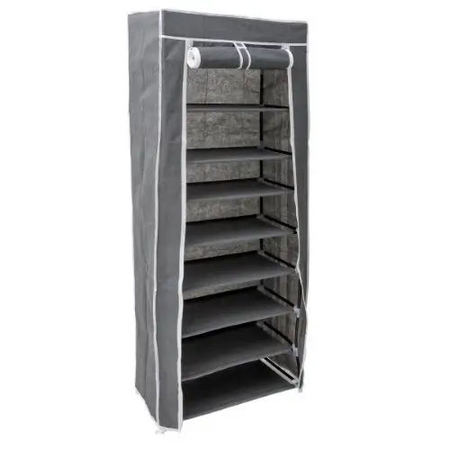 SCARPIERA ARMADIO IN TNT 9 RIP. C/STRUTTURA MET. 61X30X160CM GRIGIO