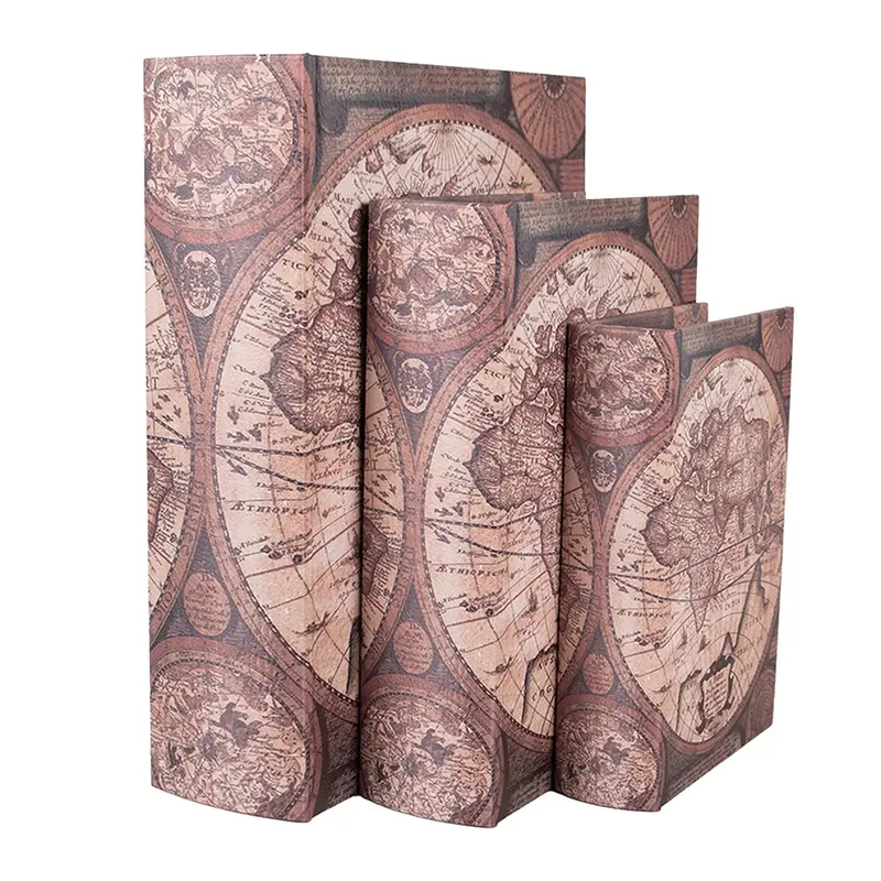 Scatola di archiviazione in legno mondo 22x17x6 cm