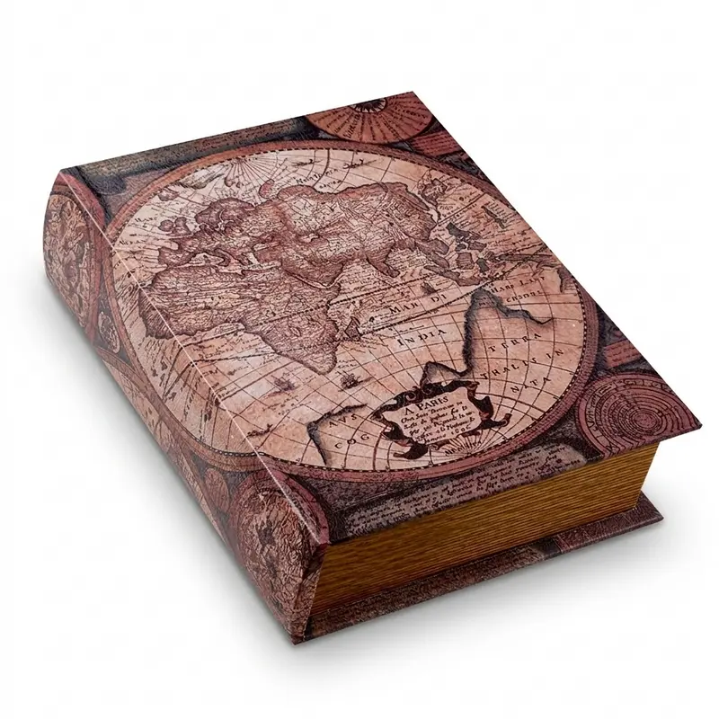 Scatola di archiviazione in legno mondo 27x22x7 cm