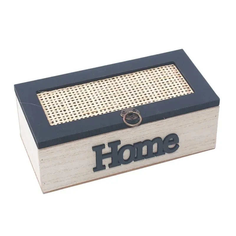 Scatola in abete e rattan "Home" 20X10H7