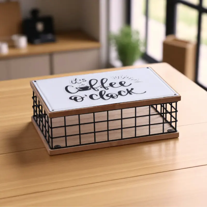 Scatola Porta Capsule Caffè in MDF e Ferro