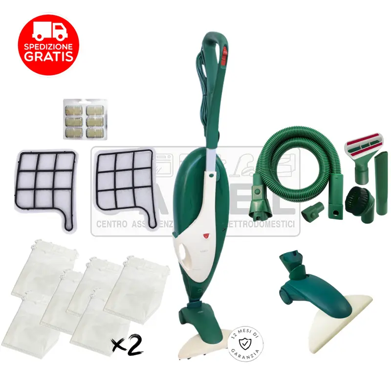 SCOPA ELETTRICA VORWERK FOLLETTO VK135 + SACCHETTI EXTRA, DOPPI FILTRI E KIT TUBI