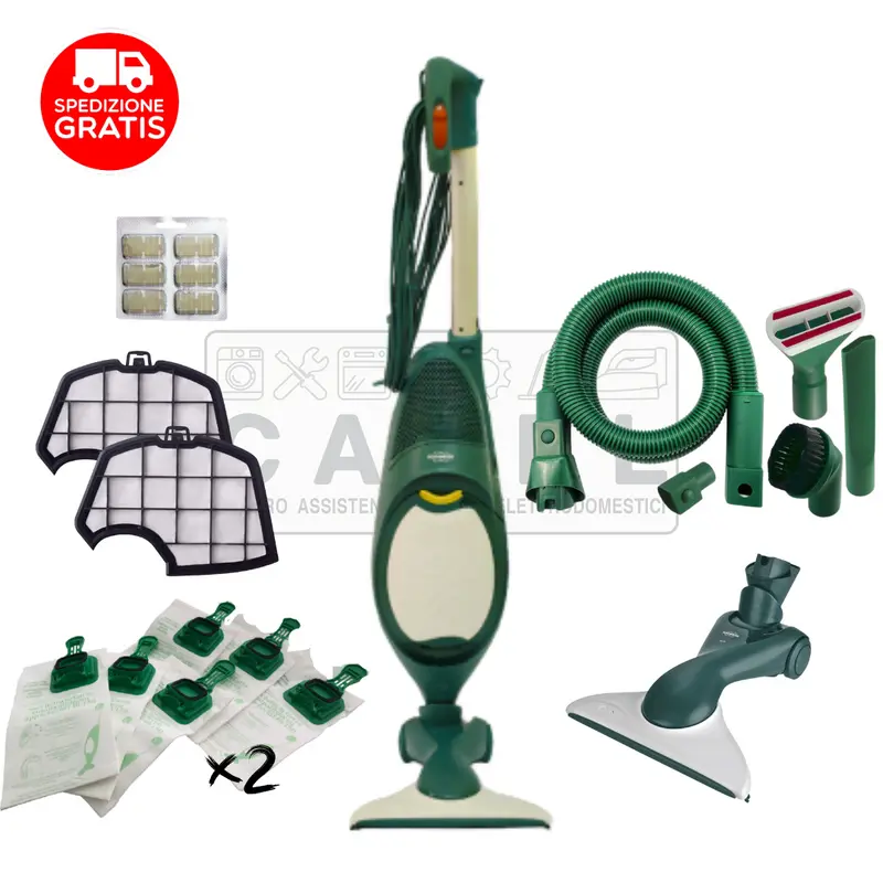 SCOPA ELETTRICA VORWERK FOLLETTO VK140 + SACCHETTI EXTRA, DOPPI FILTRI E KIT TUBI