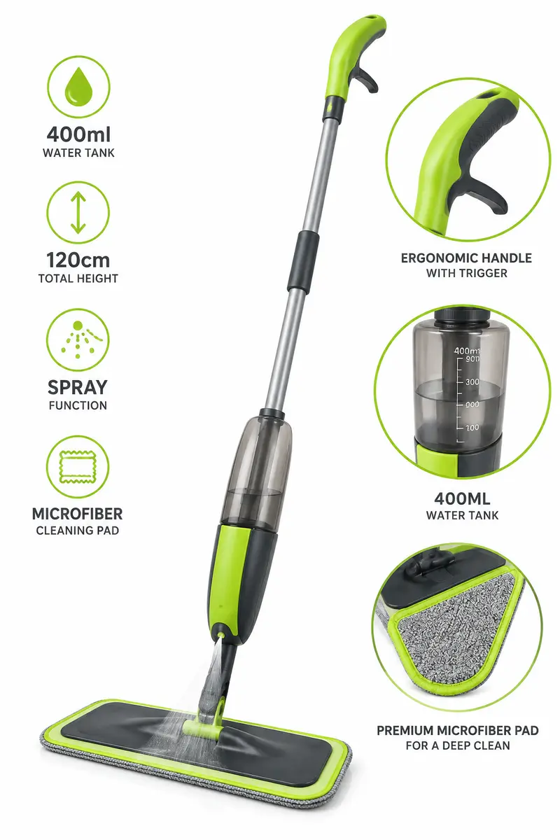 Scopa spray mop 400 ml 120 cm pulizia pavimenti