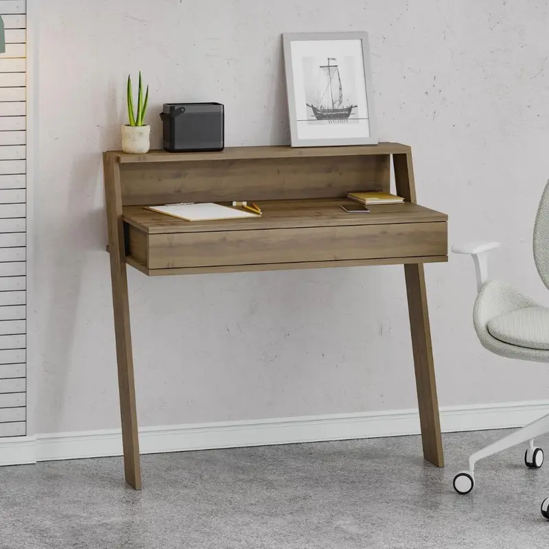 Scrivania da parete hitit noce con cassetto Cowork 94 cm.