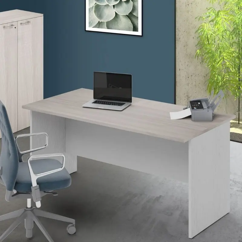 Scrivania Ibisco 180x80x74H cm olmo e bianco frassinato