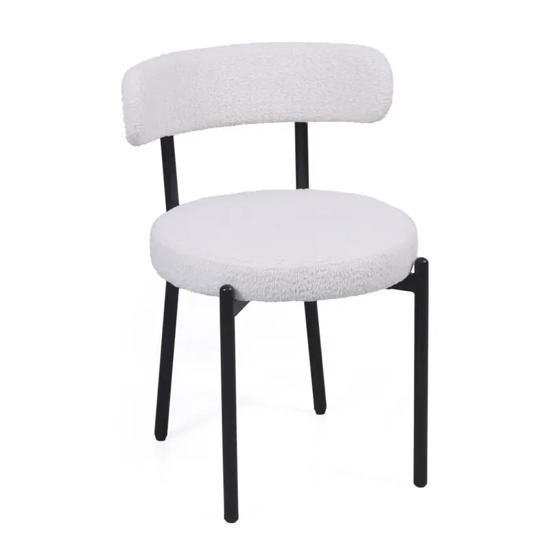 Sedia effetto bouclé bianco "Gaia" 54X53H47/73
