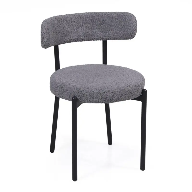 Sedia effetto bouclé grigio "Gaia" 54X53H47/73