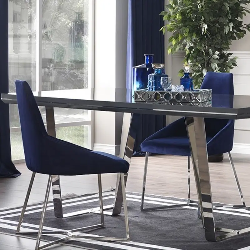 Sedia Enzio tessuto blu parliament set 2 pezzi