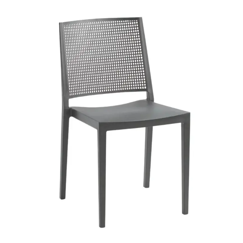 Sedia Grid polipropilene grigio set 4 pezzi
