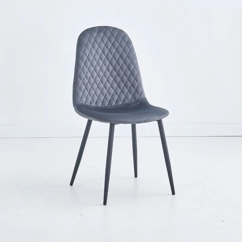 Sedia imbottita Bretta in vellutino colore grigio e gambe nere set 4 pezzi