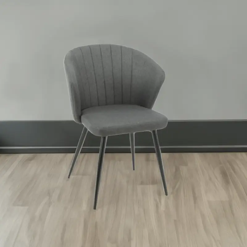 Sedia Krid tessuto grigio scuro e piedi metallo nero set 2 pezzi