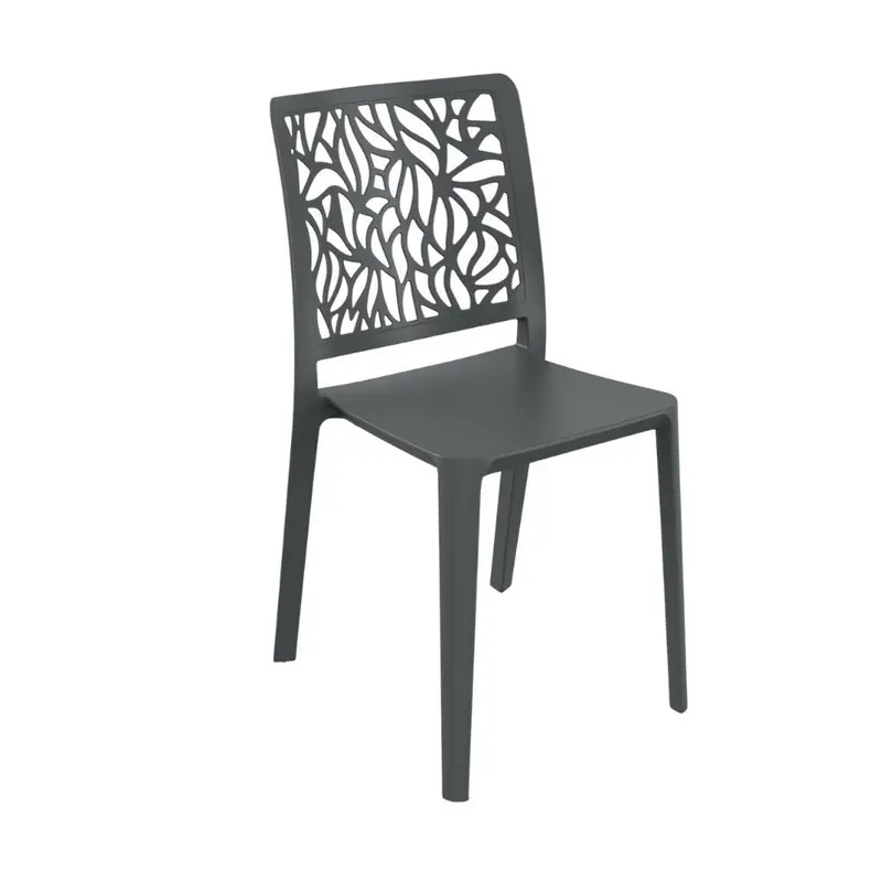 Sedia Leaf in polipropilene rinforzata con fibra di vetro colore grigio antracite set 4 pezzi