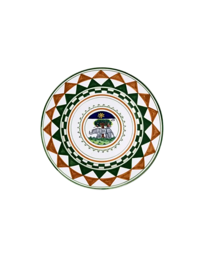 Selva Green and Orange Pattern Imperial Plate Set