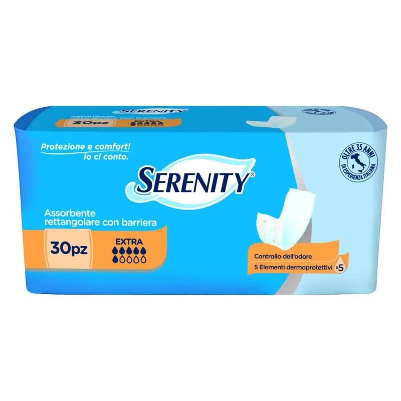 SERENITY PANNOLONE ASSORBENTE RETTANGOLARE EXTRA X30 CON BARRIERA