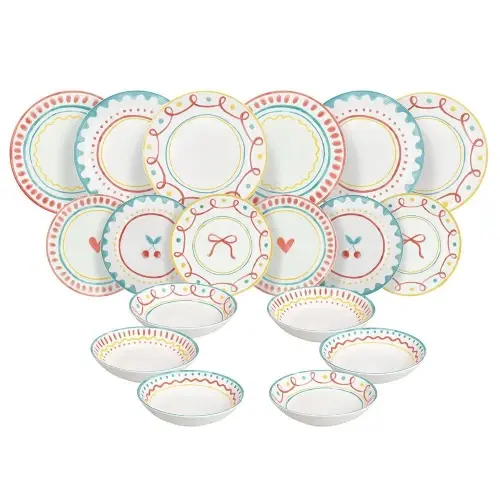 Servizio piatti 18 pezzi Cherry Pop Multicolor