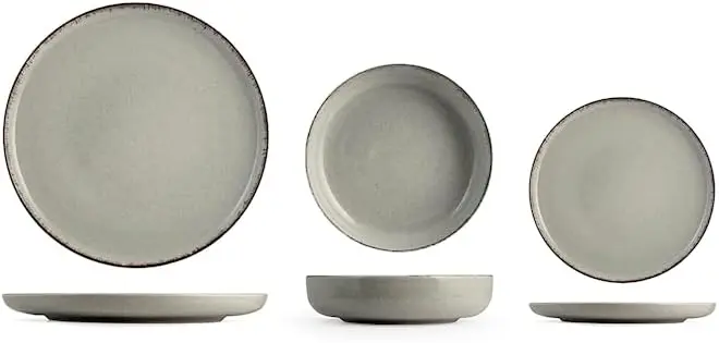 Servizio tavola 12 piatti pearl in porcellana colore grigioH&H