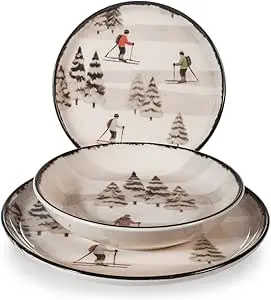Servizio Tavola 18 pz Natalizio Retro SkiersH&H