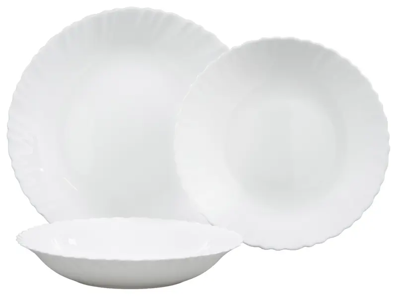 Set 18 piatti in Vetro Opale Tori Bianco