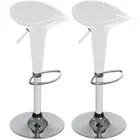 Set 2 Sgabelli Cucina Regolabile Acciaio e ABS Sgabello Girevole Bianco Casa Bar