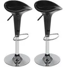 Set 2 Sgabelli Cucina Regolabile Acciaio e ABS Sgabello Girevole Nero Casa Bar