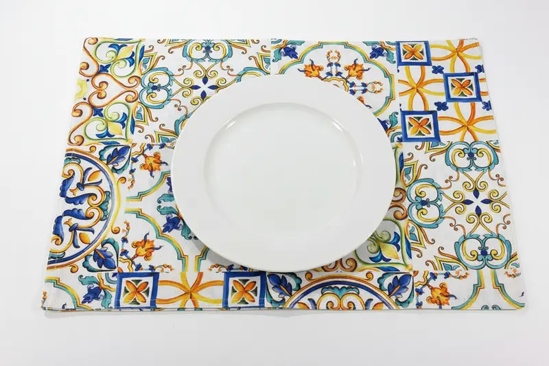 Set 2 Sottopiatti Chain & Rosone 33×48 con Nappine Blu | Stile Mediterraneo | Brandani