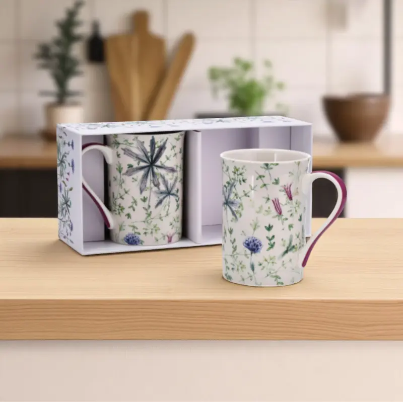 Set 2 Tazze Mug in Porcellana New Bone China - Assortito 2 Decori