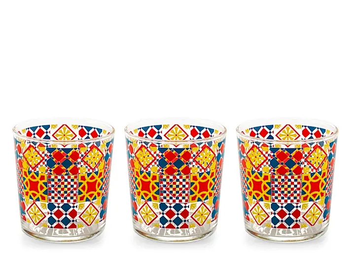 Set 3 bicchieri mosaika vetro decorato cl 35