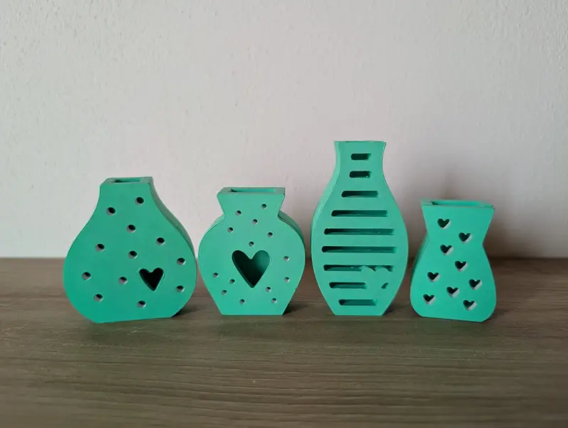 Set 4 mini vasi decorativi in gesso