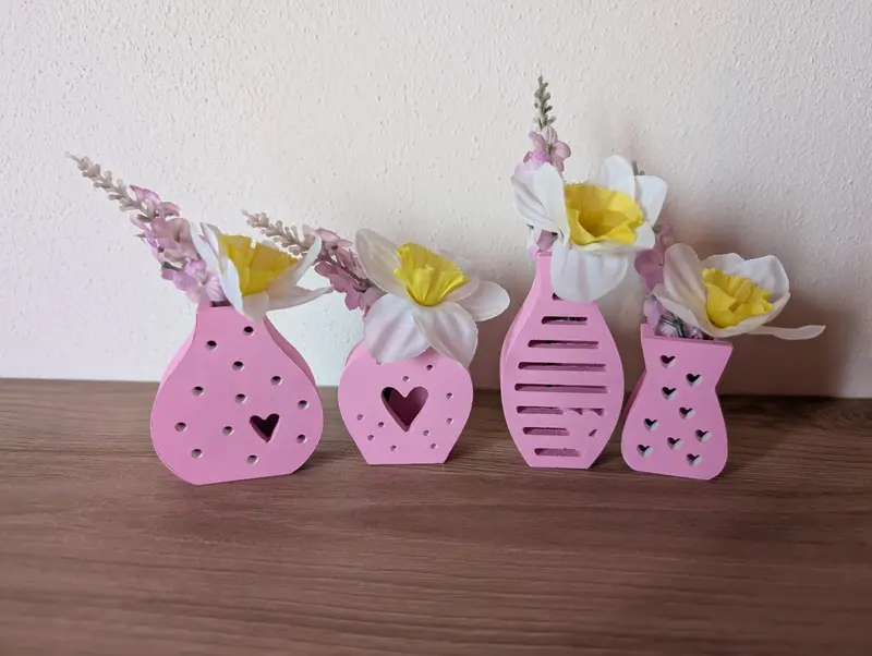 Set 4 mini vasi decorativi in gesso