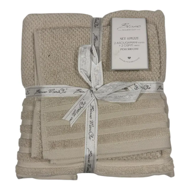 Set 4 pezzi spugna - Blanc Mariclò - Beige/Tortora