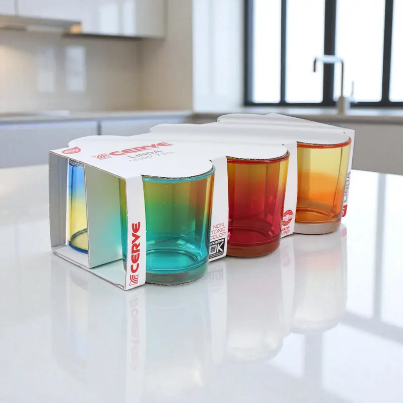 Set 6 Bicchieri Acqua Ambo 220 ml Colorati in Vetro