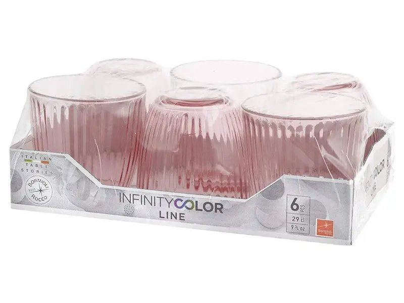 Set 6 bicchieri acqua Line Lilac – blu / rose – vetro colorato