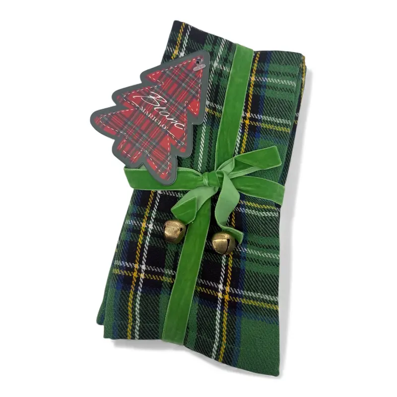 Set 6 tovaglioli - Blanc Mariclò - Tartan verde